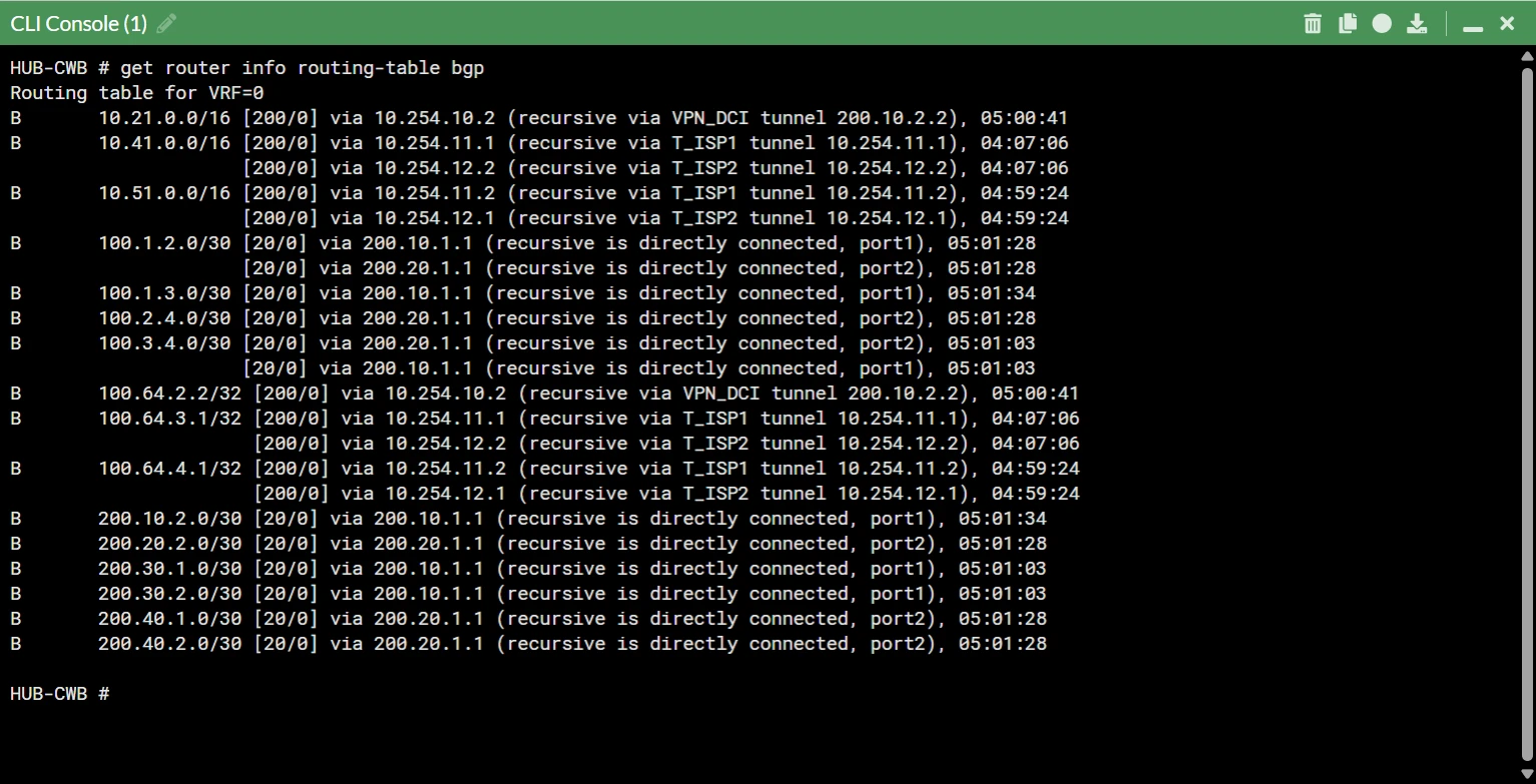 BGP community tag verification on HUB-CWB
